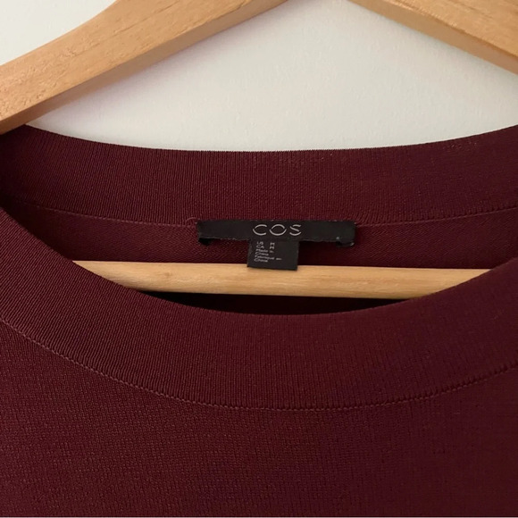 COS Burgundy Dress with Bell Sleeves - Picture 4 of 8